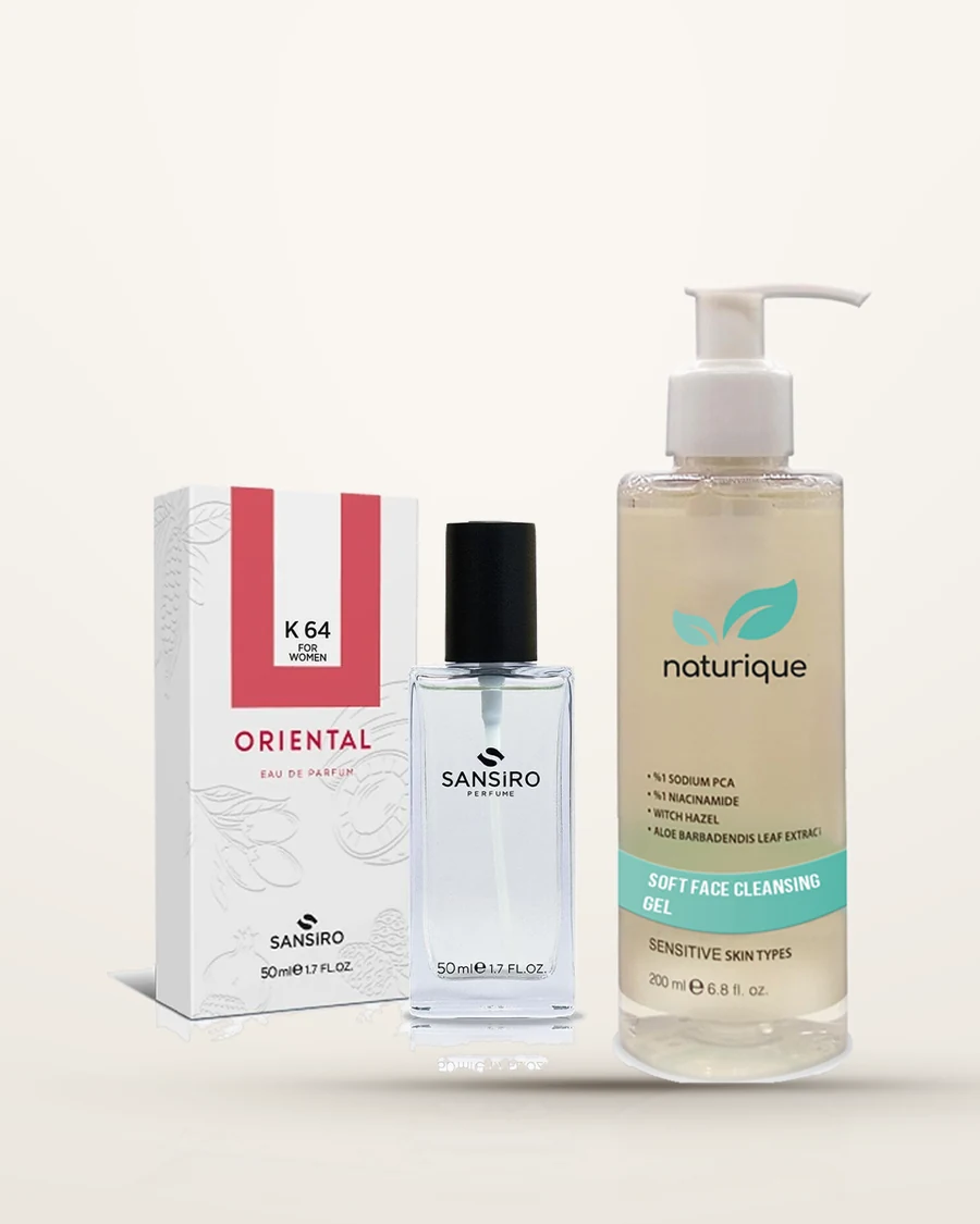 K-64 Kadın Parfüm 50ml Edp + Naturique Soft Face Cleansing Gel 200ml — Sansiro ürün görseli